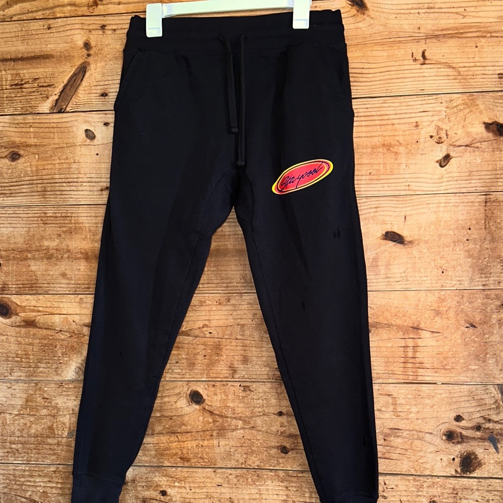 Stay Cool Black Joggers with Logo Patch